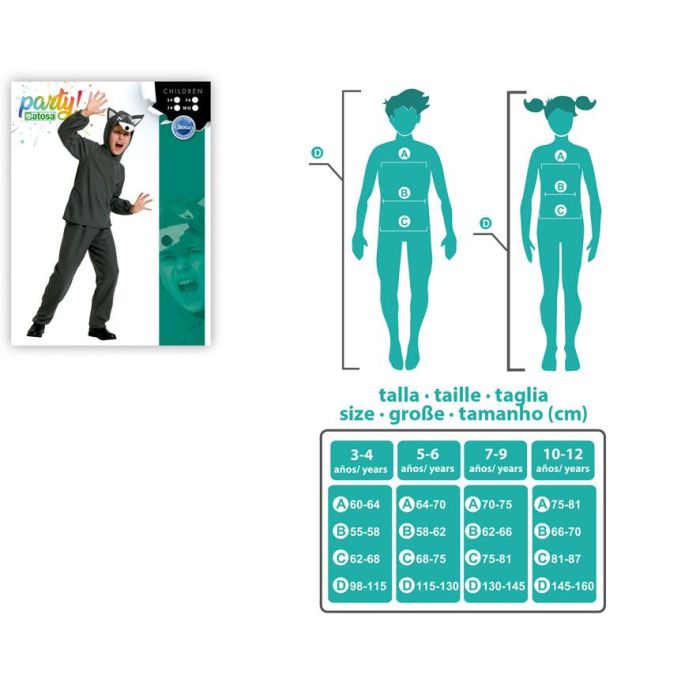 Disfraz Lobo Niño Infantil 7-9 Años Pantalón Camisa Caperuza