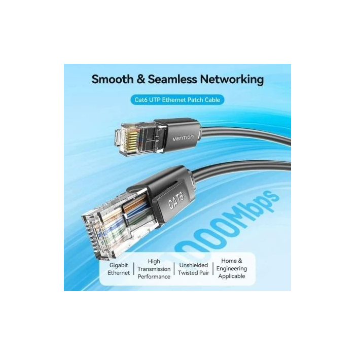 Vention IBRBF Cable de Red RJ45 UTP Cat.6 1m Negro