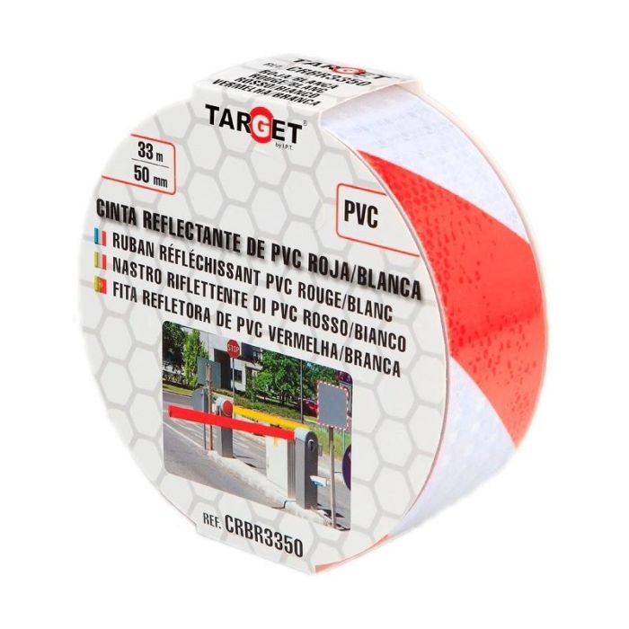 Cinta Adhesiva Reflectante Blanca / Roja 33M X 50Mm Target Cinta Adhesiva Reflectante Blanca / Roja 33M X 50Mm Target