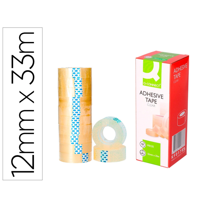 Q-connect Cinta Adhesiva Transparente 33 mt x 12 mm Para Embalar 0 Q-connect Cinta Adhesiva Transparente 33 mt x 12 mm Para Embalar 0