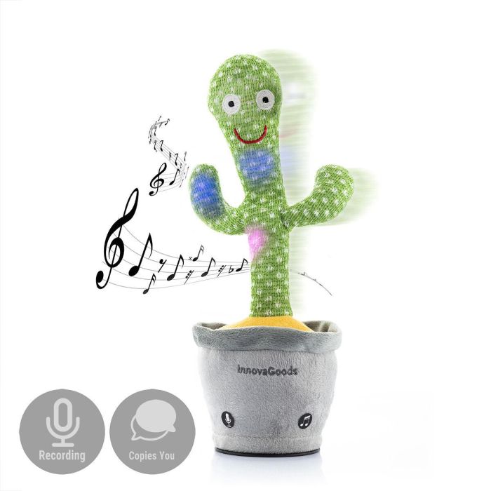 Cactus Bailarín y Parlanchín Recargable con Música y LED Multicolor Cacxi InnovaGoods 4