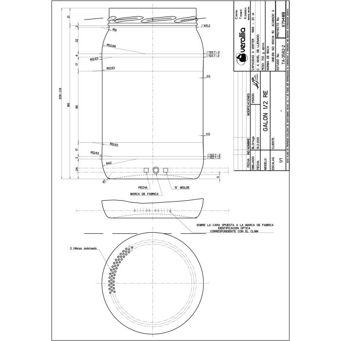 Mediterraneo Bote Vidrio con Tapa 2L 12x20.5 cm (6 Unidades)