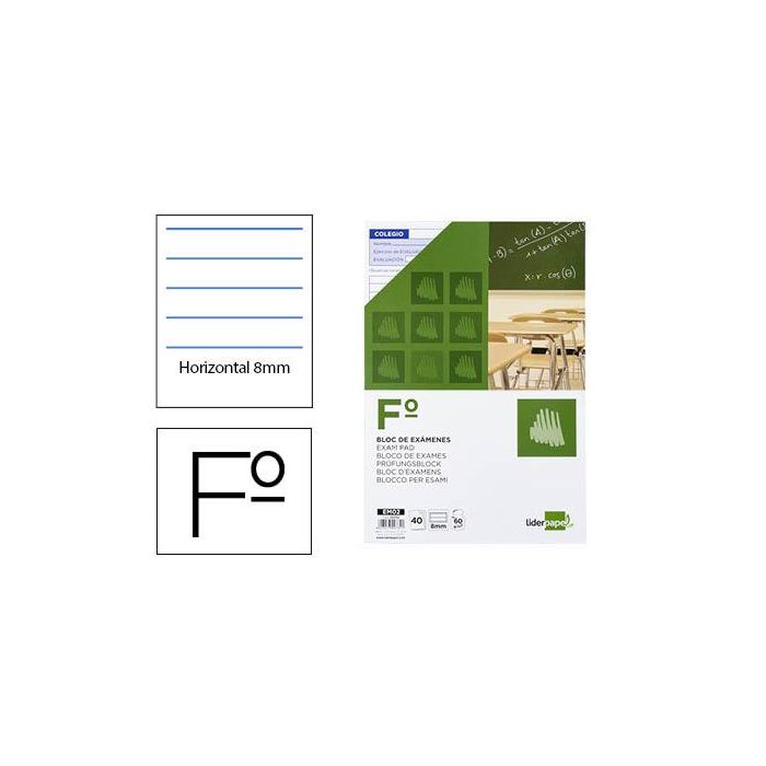 Bloc Examenes Liderpapel Horizontal Folio 40 Hojas 60 gr-M2 10 unidades