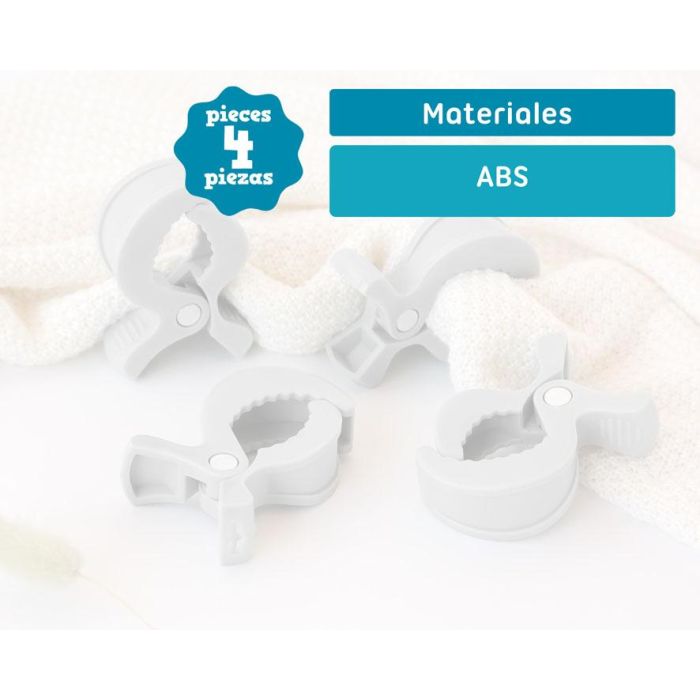 KioKids Pinzas para Muselinas Gris X4 5