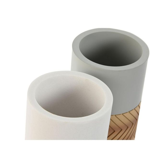 Vaso DKD Home Decor Blanco Gris 7 x 10.5 x 7 cm (2 Unidades) 1