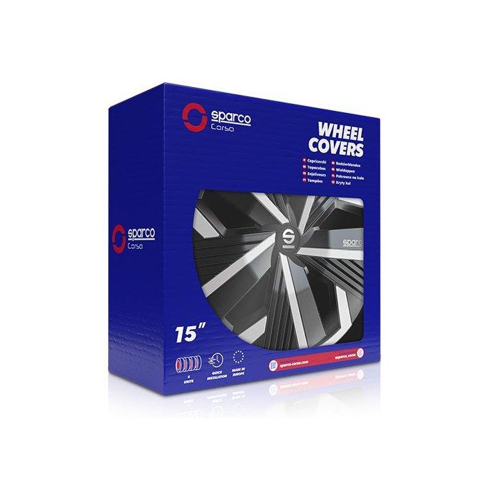 Sparco SPC1522BKSV Tapacubos Nagoya Bicolor 15" Negro - Plata 4 Piezas 2
