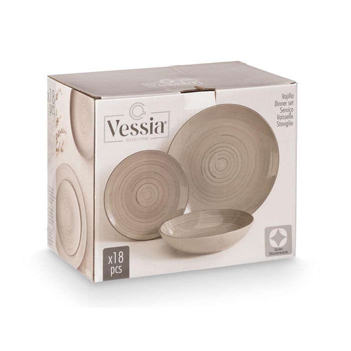 Set Vajilla 18 Pcs Espiral Gris Vessia 34X28CM (2 Unidades) 1 Set Vajilla 18 Pcs Espiral Gris Vessia 34X28CM (2 Unidades) 1