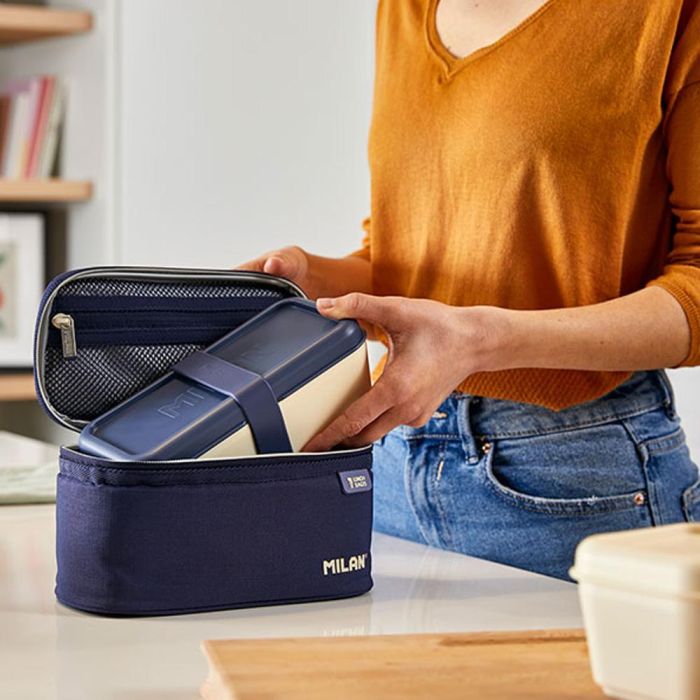 Bolsa isotérmica porta alimentos pequeña con 1 recipiente (1,5 l) serie 1918, azul marino milan 2 Bolsa isotérmica porta alimentos pequeña con 1 recipiente (1,5 l) serie 1918, azul marino milan 2