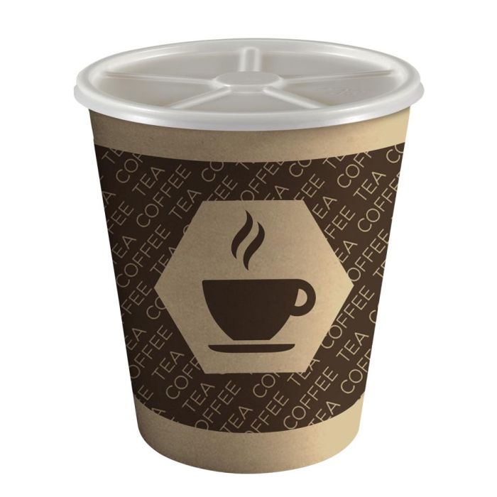 Set de 8 vasos de cartón café con tapa 250 cc Algon (36 Cajas) 1 Set de 8 vasos de cartón café con tapa 250 cc Algon (36 Cajas) 1