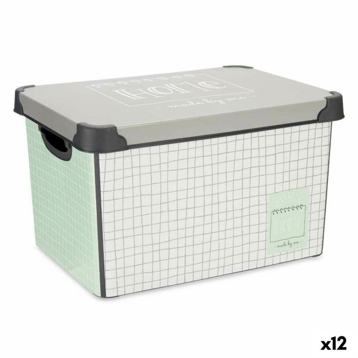 Caja de Almacenaje con Tapa Kipit Home Gris Plástico Cuadriculado 17 L 28 x 22 x 37 cm (12 Unidades) 0 Caja de Almacenaje con Tapa Kipit Home Gris Plástico Cuadriculado 17 L 28 x 22 x 37 cm (12 Unidades) 0