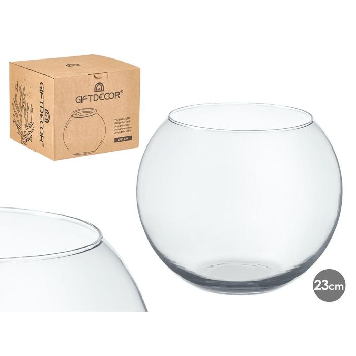 Giftdecor Pecera de Cristal Transparente 23 cm Ancho x 19 cm Alto | Acuario Pequeño Vidrio (Set de 4)