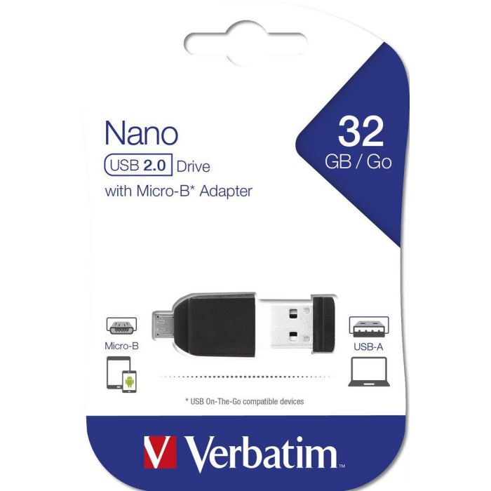 Verbatim Pendrive Nano On-The-Go 32 grb Usb 2.0 Otg Con Adaptador Micro Usb Negro 6 Verbatim Pendrive Nano On-The-Go 32 grb Usb 2.0 Otg Con Adaptador Micro Usb Negro 6