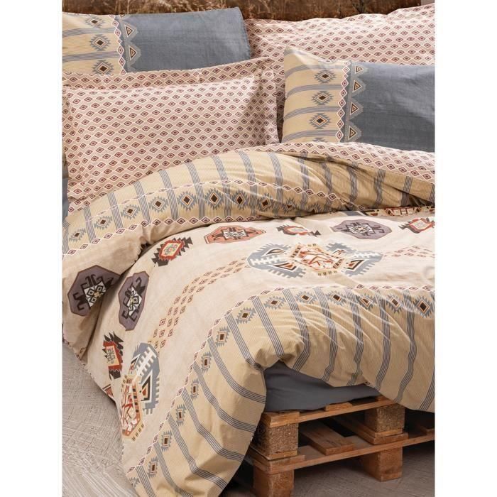 Juego de cama - 1 funda nórdica 220x240 cm + 2 fundas de almohada 60x60 cm - 100% algodón - Beige 3 Juego de cama - 1 funda nórdica 220x240 cm + 2 fundas de almohada 60x60 cm - 100% algodón - Beige 3