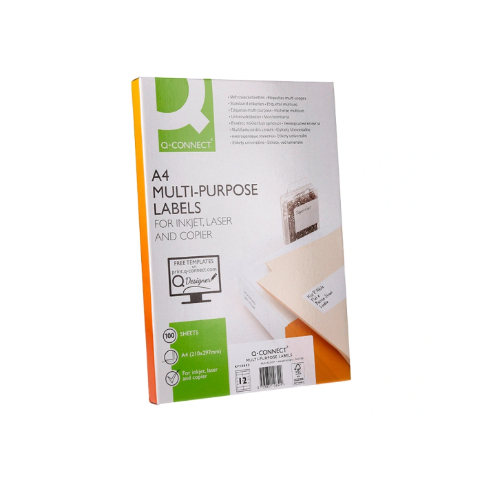 Q-connect Etiqueta Adhesiva KF10652 96.5x42.3 mm para Fotocopiadora Laser Ink-jet, Caja 100 Hojas DIN A4 3 Q-connect Etiqueta Adhesiva KF10652 96.5x42.3 mm para Fotocopiadora Laser Ink-jet, Caja 100 Hojas DIN A4 3