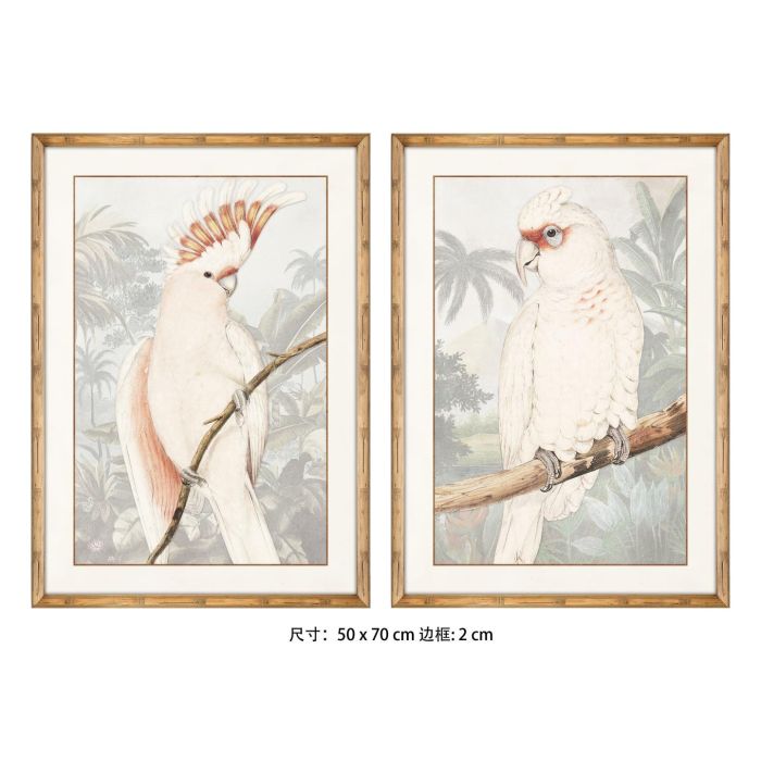 Cuadro Tropical DKD Home Decor Blanco Gris 3 x 70 x 50 cm (2 Unidades)