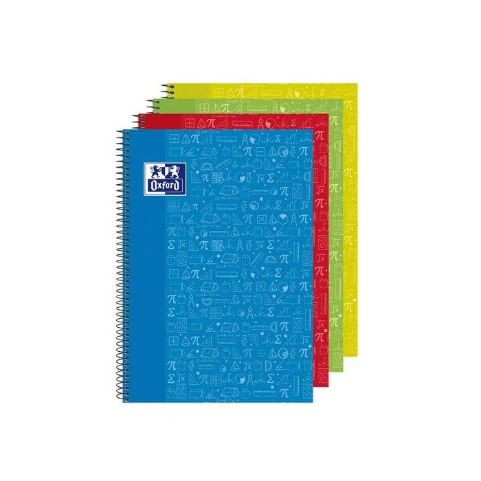 Bloc Oxford School Asignaturas Matematicas Tapa Extra Fº 80H Cuadric.4X4 90G Surtido (4 Col.) 4 unidades