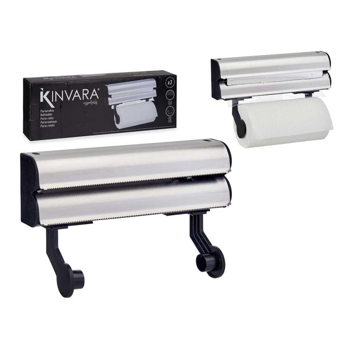 Portarrollos Doble Kinvara 34 cm x 20 cm x 9 cm, Metal, Plata (4 Unidades) Portarrollos Doble Kinvara 34 cm x 20 cm x 9 cm, Metal, Plata (4 Unidades)