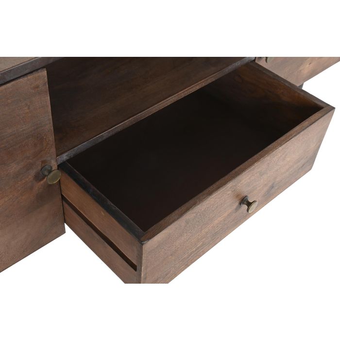 Mueble de TV DKD Home Decor Marrón oscuro Metal Madera de mango (130 x 45 x 60 cm) 2