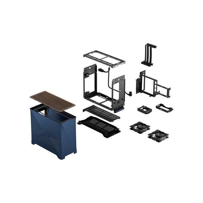 Fractal Design FRA7340172705840 Caja PC Era 2 Midnight Blue, m-ITX, 2 ventiladores 120mm, USB 3.1 Tipo C, tarjeta elevadora PCIe 4.0 4