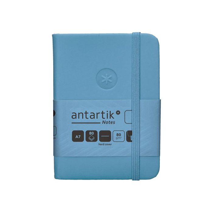 Cuaderno Con Gomilla Antartik Notes Tapa Dura A7 Hojas Lisas Azul Claro 80 Hojas 80 gr Fsc 1