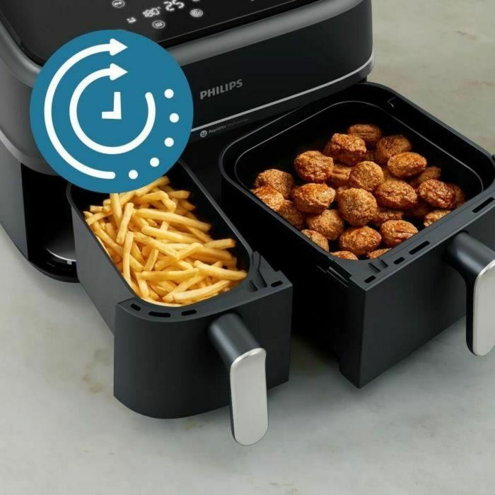 Philips NA351/00 AirFryer Serie 3000 Doble Cubeta Sincronizada 9,0L Gran Capacidad Acero Inoxidable para Cocina Saludable 2