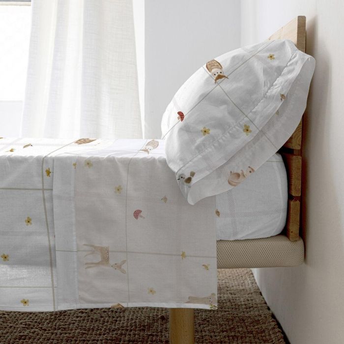 Juego de Sábanas HappyFriday HF Mini Woods Animals Multicolor Cama de 80/90 2 Piezas 2