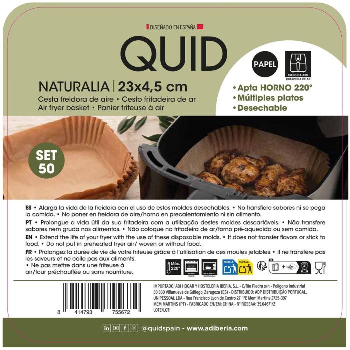 Cesta Cuadrada Papel Horno Naturalia Quid 23x4,5 cm 3