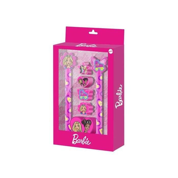 Karactermania Barbie Mix BlisterBoli Gel + Lápiz Eternal + 4 Gomas + Sacapuntas Pack Papelería Infantil 1