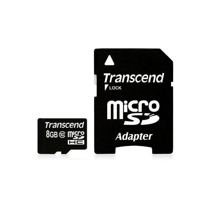 CARD 8GB Transcend Premium MicroSDHC 10MB/s +Adapter