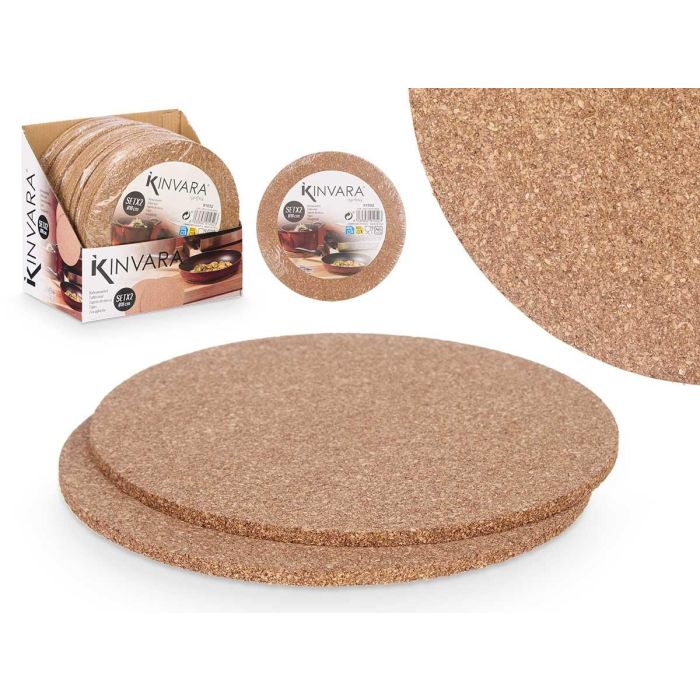 Set 2 Salvamantel Corcho Redondo 18 cm Kinvara - Natural (12 Unidades) Set 2 Salvamantel Corcho Redondo 18 cm Kinvara - Natural (12 Unidades)