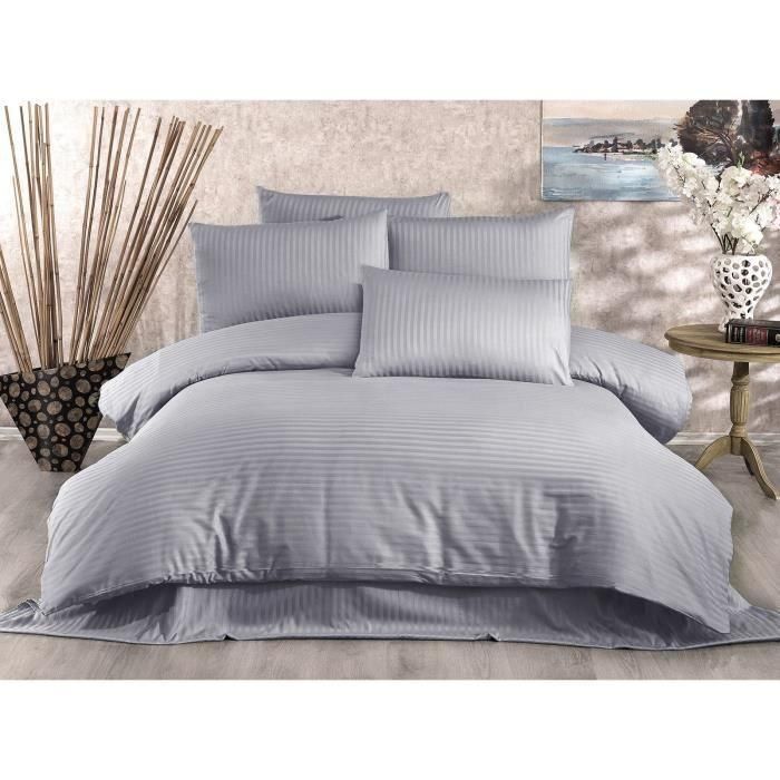 Blum ASI8683342999427 Juego de cama 220x240 cm - 1 funda nórdica + 2 fundas almohada 60x60 cm - 80% algodón, 20% poliéster - Gris