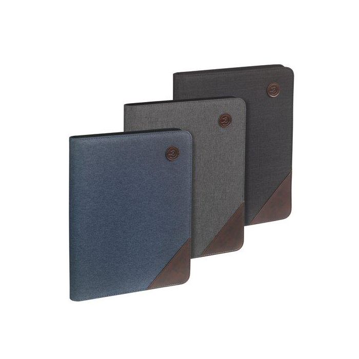 Carpeta De Congresos Carchivo Venture Textil A4 Con Bolsillo Tablet 9,7 , Tarjetero, Block Y Cremallera Azul (Set de 2)