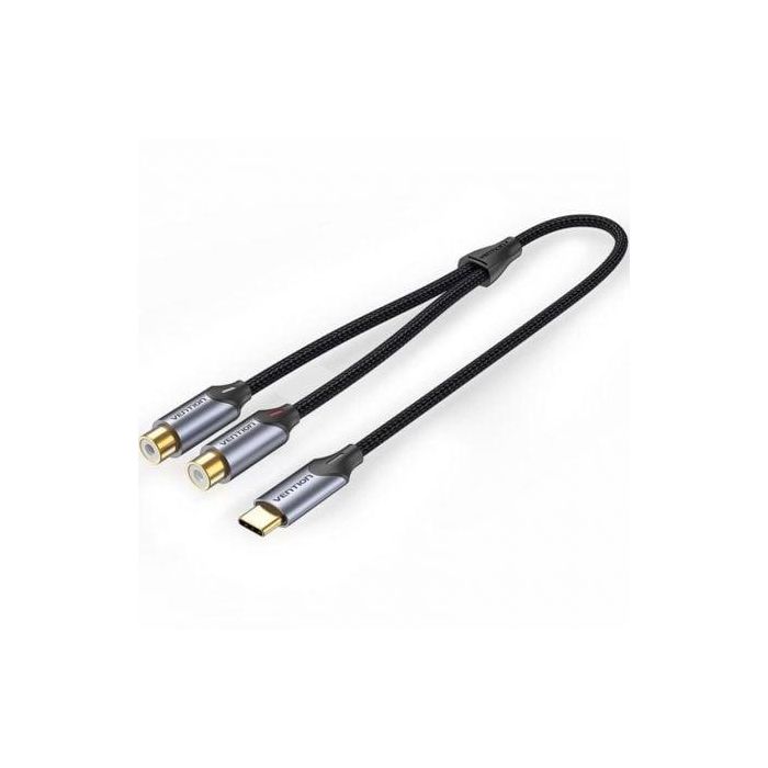 Cable Conversor Vention BGVHD/ 2x RCA Hembra - USB Tipo-C Macho/ 50cm/ Gris