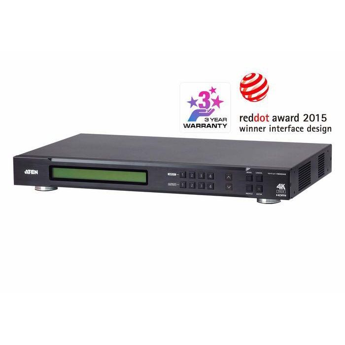 Aten VM0404HB Interruptor de Video HDMI 4K UHD, 4 Entradas/4 Salidas, Metal, Negro, VM0404HB-AT-G