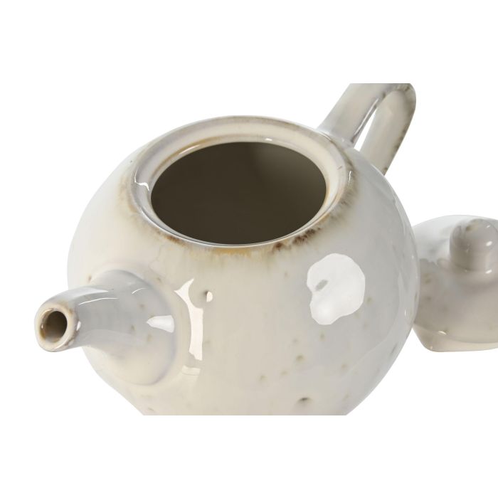 DKD Home Decor Tetera de Gres Blanco Moderno 850ml Apta Microondas y Lavavajillas Dimensiones 13x20x12 cm 1