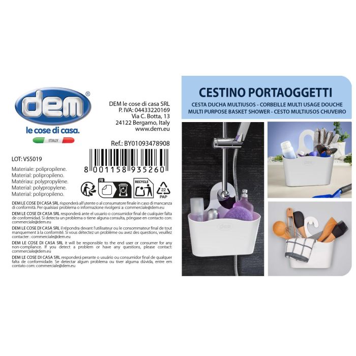 Inde Cesta Organizadora Multiusos Dem para Ducha de Plástico - 26 cm Largo x 8,5 cm Ancho x 14,5 cm Alto (12 Unidades) 10 Inde Cesta Organizadora Multiusos Dem para Ducha de Plástico - 26 cm Largo x 8,5 cm Ancho x 14,5 cm Alto (12 Unidades) 10