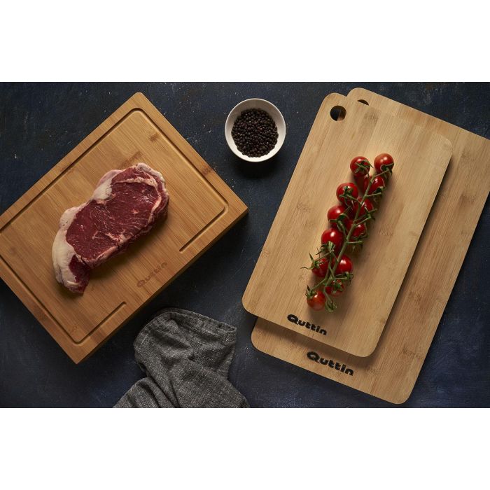 Quttin Tabla de Cortar de Bambú con Borde 35,4 cm x 25,5 cm x 1,2 cm (8 Unidades) 5