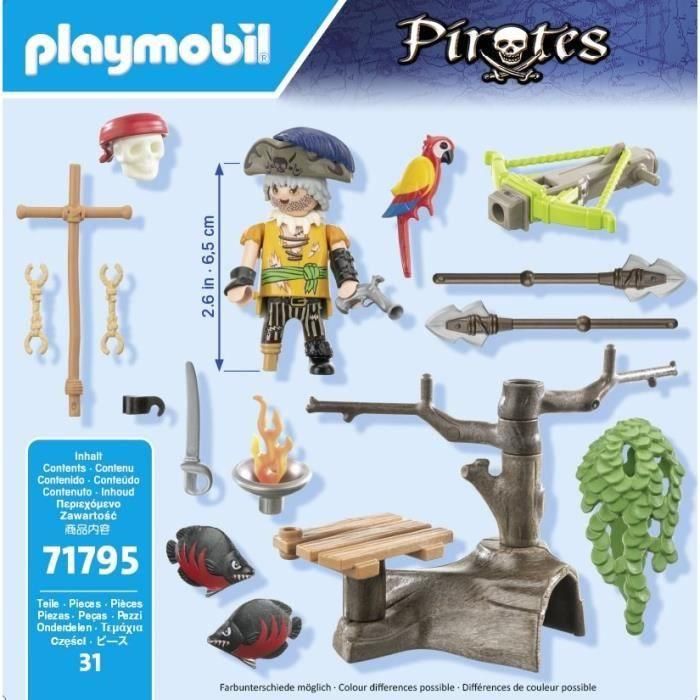PLAYMOBIL 71795 Pirata con ballesta y pez para apuntar, 31 piezas, a partir de 4 años 4