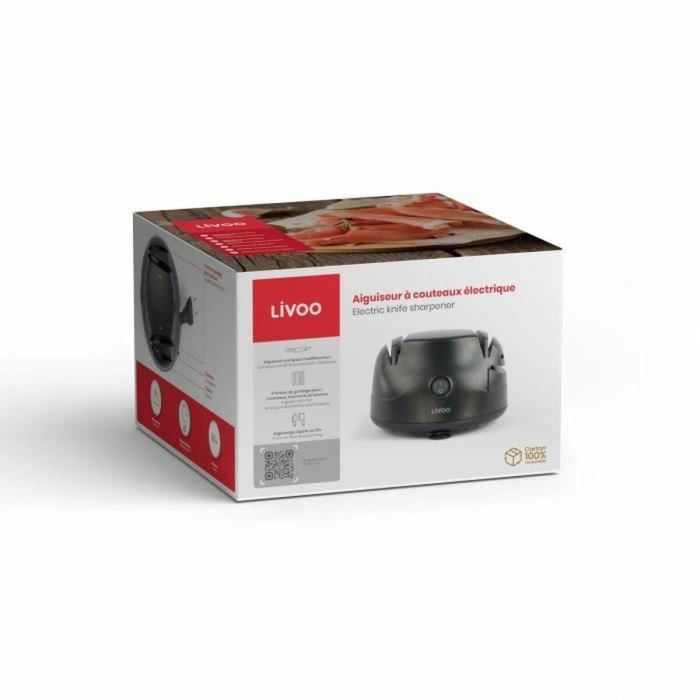 LIVOO DOM394 Afilador de Cuchillos Eléctrico 60W con 4 Ranuras para Cuchillos, Destornillador y Tijeras 1
