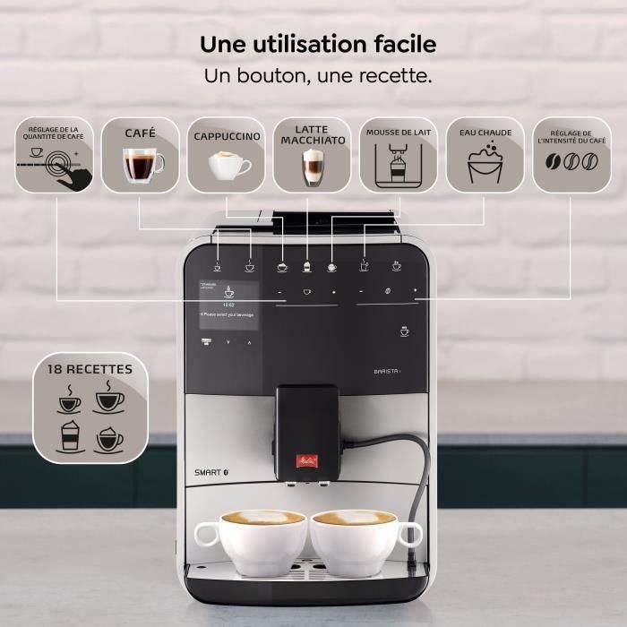 Melitta F831-101 Cafetera Súper Automática Barista T Smart 5 Intensidades de Café, Limpieza y Descalcificación Auto, 1.8L, sin Leche, Plateada 2