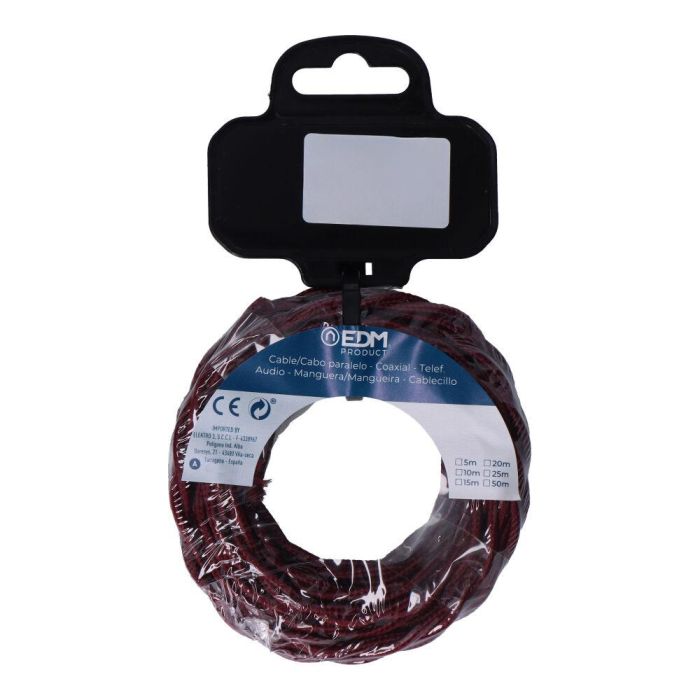 Edm Carrete cable textil trenzado H03VV-F 2 x 0,75 mm² burdeos, 5 m