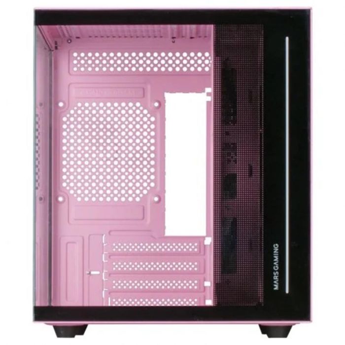 Mars Gaming MC-VIEWP Minitorre Gaming Rosa Micro ATX con Doble Cámara y Cristal Templado