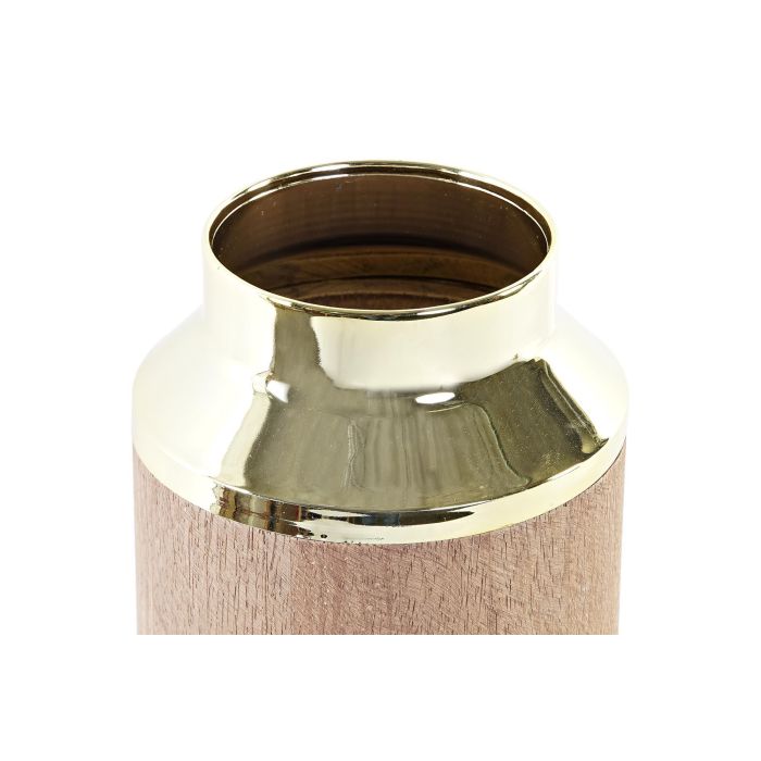 DKD Home Decor Jarrón Glam de Acacia Marrón Dorado 15.5x15.5x25.5 cm (2 Unidades) 2
