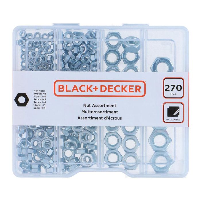 Black+Decker Surtido de Tuercas 270 Piezas M3 M4 M5 M6 M8 M10 0 Black+Decker Surtido de Tuercas 270 Piezas M3 M4 M5 M6 M8 M10 0