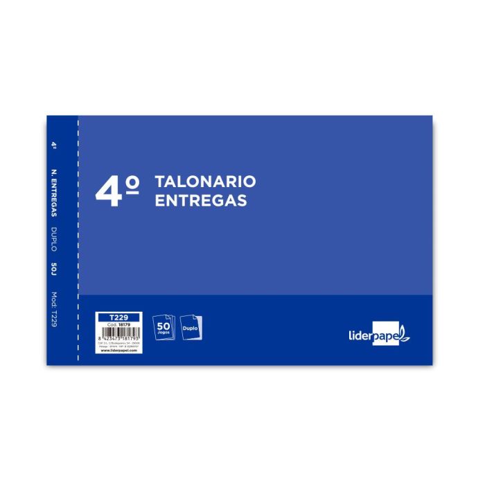 Talonario Liderpapel Entregas Cuarto Original Y Copia 229 Apaisado 5 unidades 1