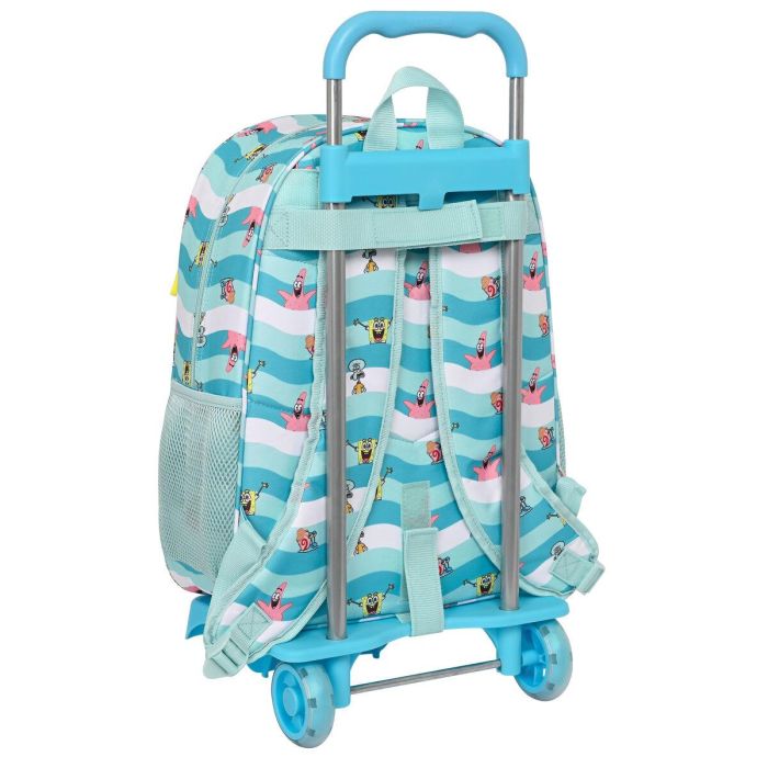 Mochila Escolar con Ruedas Spongebob Stay positive Azul Blanco (33 x 42 x 14 cm) 1 Mochila Escolar con Ruedas Spongebob Stay positive Azul Blanco (33 x 42 x 14 cm) 1