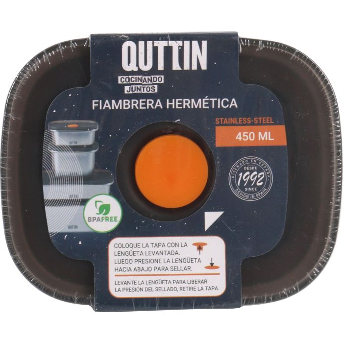 Fiambrera hermética rectangular de acero inoxidable 450 ml - Quttin (12 Unidades) 7 Fiambrera hermética rectangular de acero inoxidable 450 ml - Quttin (12 Unidades) 7