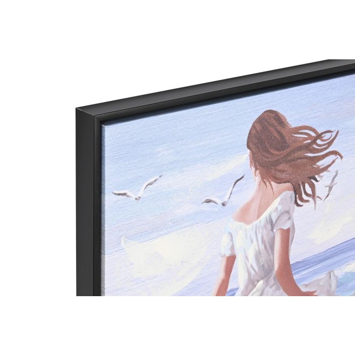 DKD Home Decor Cuadro Mediterráneo Chica Playa Azul Beige Lienzo 83x83 cm Pack 2 Unidades Surtido Aleatorio 1