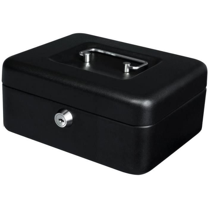 Yale Caja de Dinero con Cerradura de Cilindro y 2 Llaves - 15 x 12 x 8 cm - Negra - Para Ferias y Mercados