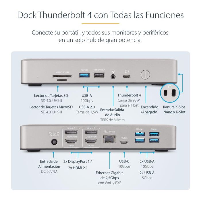 Funda para Teclado Startech 132UE-TB4USB4DOCK 9 Funda para Teclado Startech 132UE-TB4USB4DOCK 9